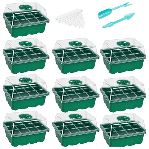 5-Pack Mini Sturdy Windowsill Greenhouse Trays with Cover Dome Indoor/Outdoor Gardening with Instructions 